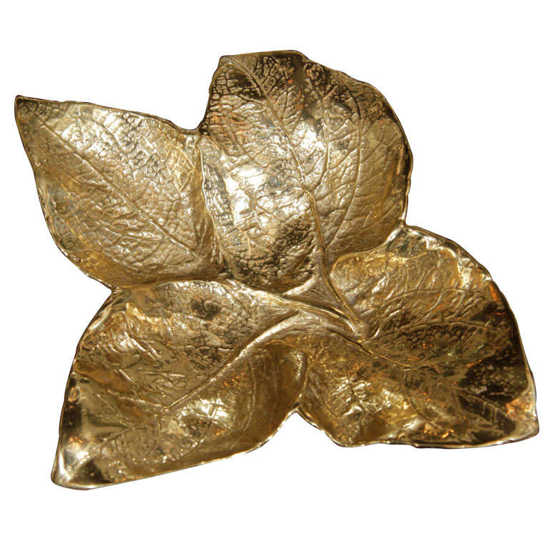 Rare Solid Brass Coleus Calavo Leaf Dish